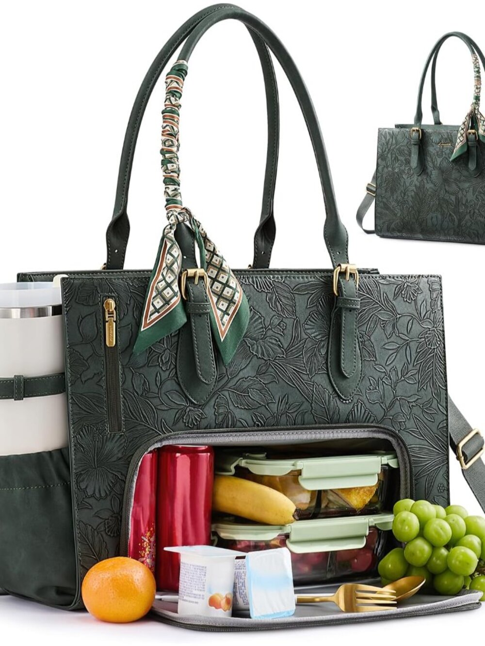 Work Tote Bag for Women with Lunch Compartment fits 15.6" Laptop | 3 in 1 Insula